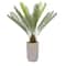 4ft. Green Sago Palm Faux Foliage Artificial Plant with Beige Ceramic Pot